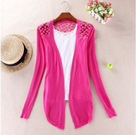 ✿ Cardigã em Tricot com Tule Bordado ✿