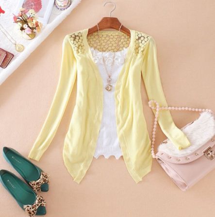 ✿ Cardigã em Tricot com Tule Bordado ✿