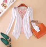 ✿ Cardigã em Tricot com Tule Bordado ✿