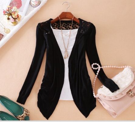 ✿ Cardigã em Tricot com Tule Bordado ✿